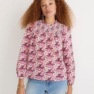 J.Crew Smocked button-back top in Liberty® Butterfield Poppy organic cot…